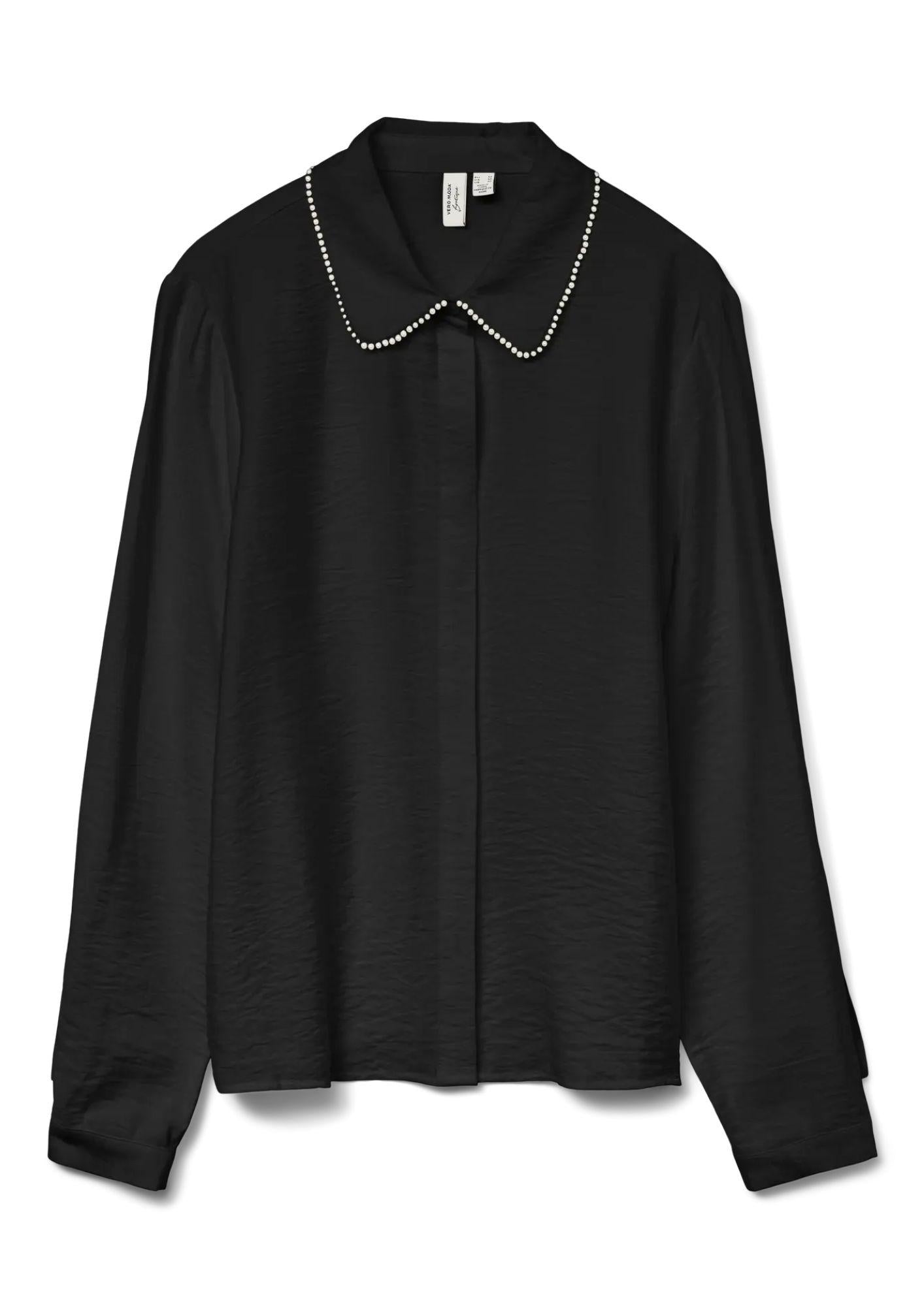 Vero Moda Camicia Donna Falina Nera 10330306 Black PEARL NECKLINE VERO MODA 