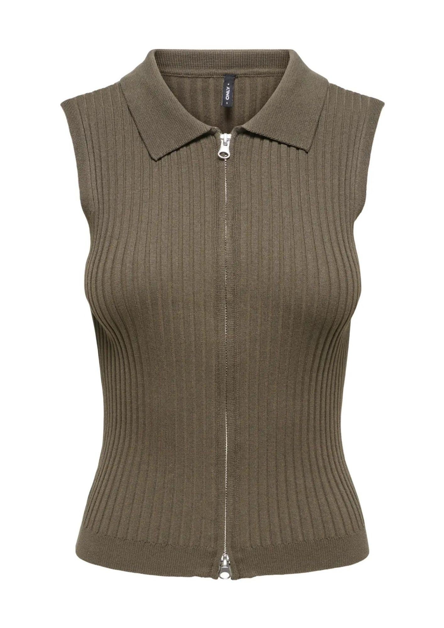 Only Cardigan Donna Marrone 15364749 Canteen Silver Zip ONLY 