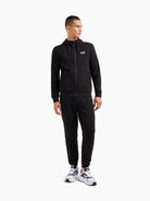 EA7 Emporio Armani Tuta con cappuccio Core Identity in misto cotone Uomo Nero 8NPV68 PJVTZ 1200 EA7 EMPORIO ARMANI 