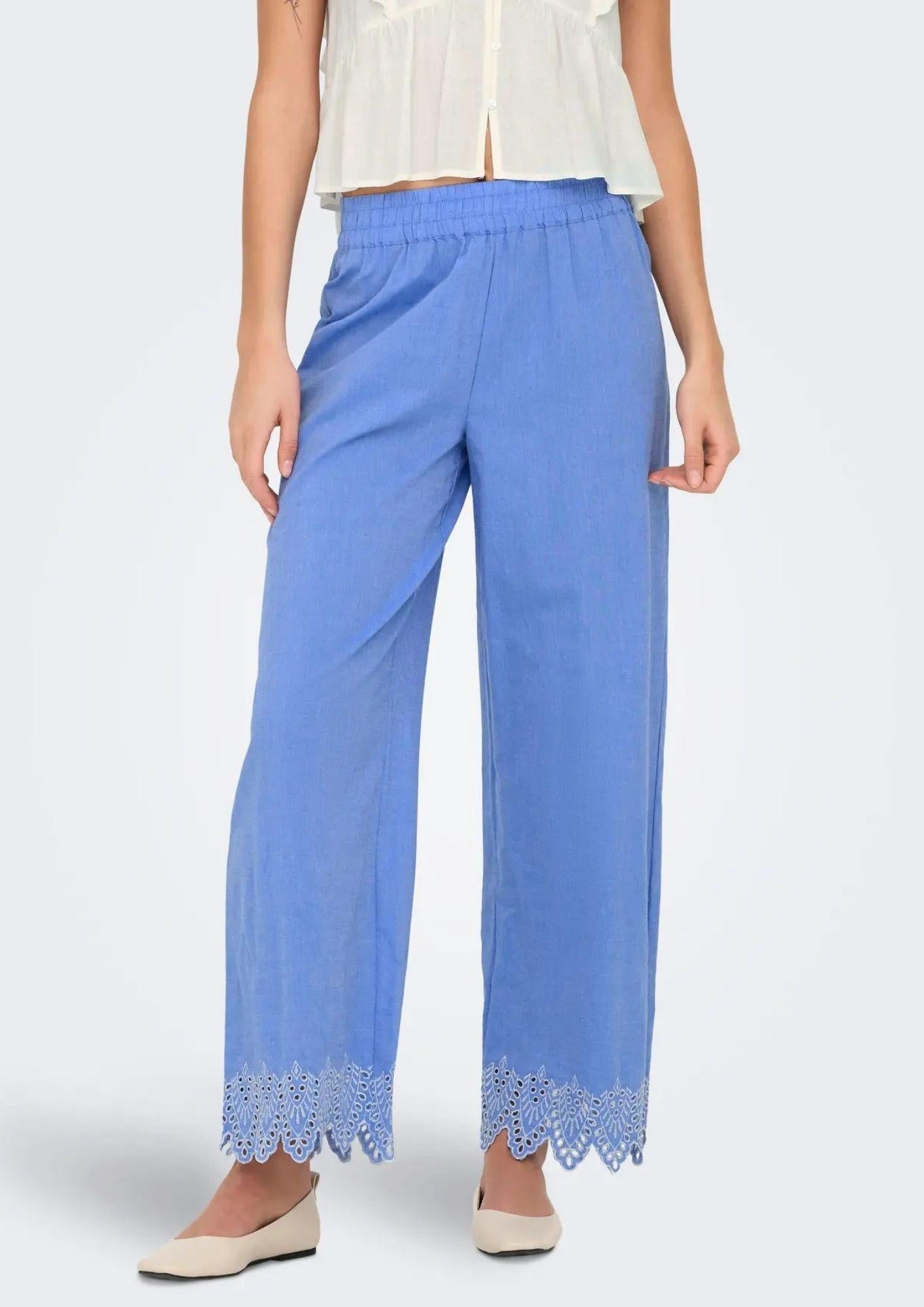 Only Pantalone Donna Paula Blu 15343184 Blue Bonnet ONLY 