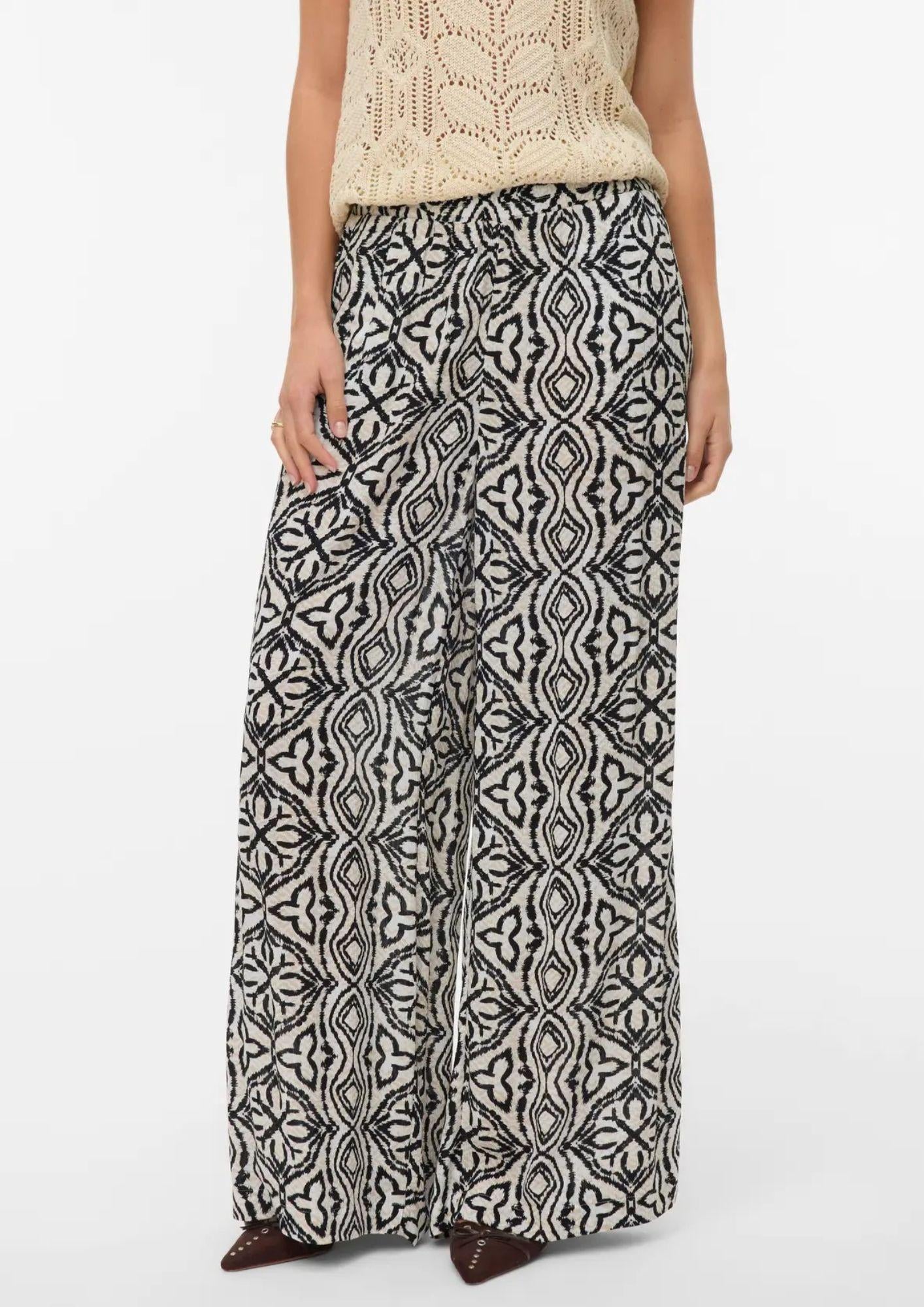 Vero Moda Pantalone Donna Menny Grigio Geometrico 10282478 Silver Lining Calli VERO MODA 