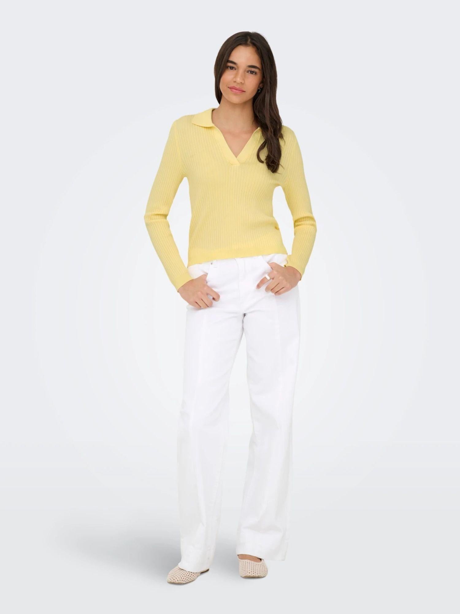 Only Maglia Polo Donna Double Cream Onlkaya 15344841 Double Cream ONLY 