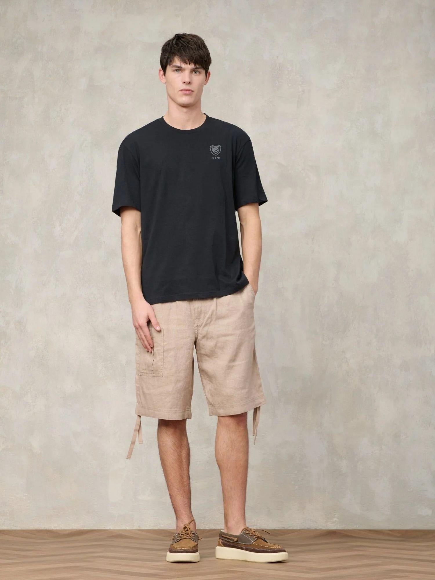 Blauer T-Shirt Uomo Nera Logo In Tono Eutaw BLUH02302 7439 999 BLAUER 