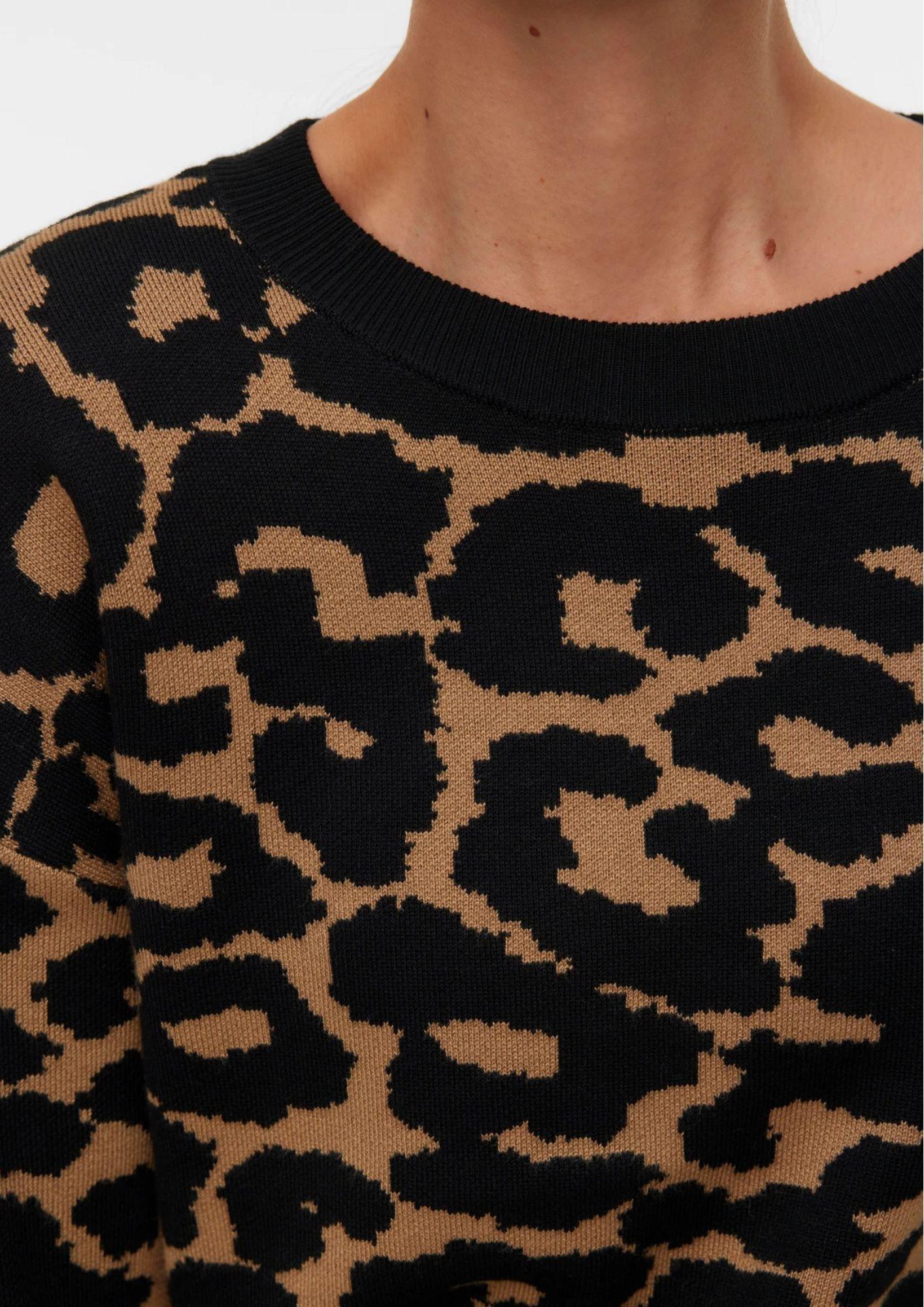 Vero Moda Pullover Donna Siljeanimal Marrone Animalier 10330808 Tigers Eye W. BLACK VERO MODA 