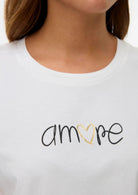 Vero Moda Top Donna Ikami Bianco con Stampa Amore 10340181 Snow White AMORE VERO MODA 