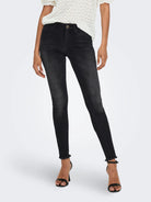 Only Jeans Donna Blush A Vita Media Skinny Fit Black Denim 15157997 Black Denim ONLY 
