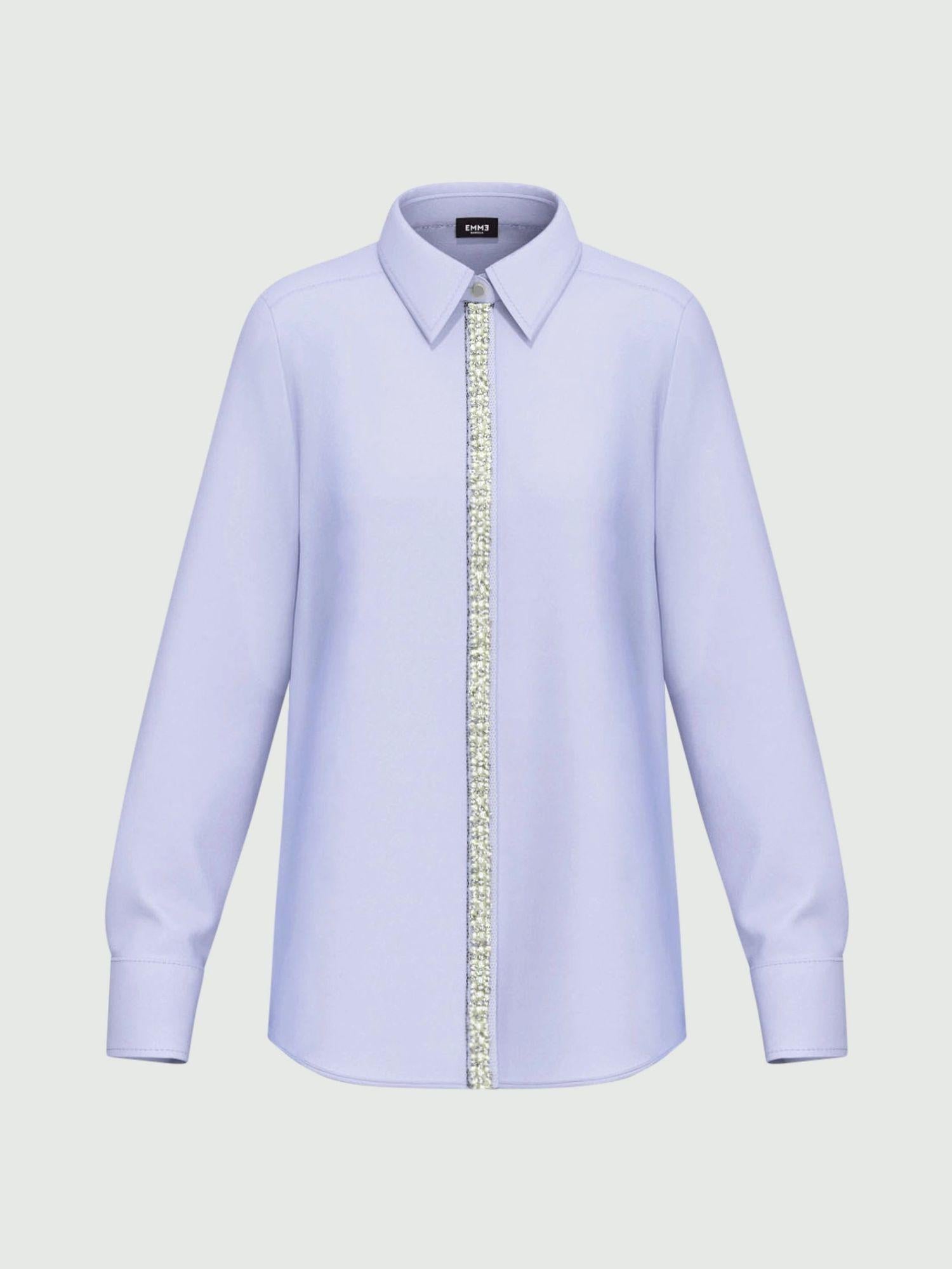 Emme Marella Camicia in popeline con dettagli di perle e strass Valda Donna Azzurro 2525116044200 001 EMME MARELLA 
