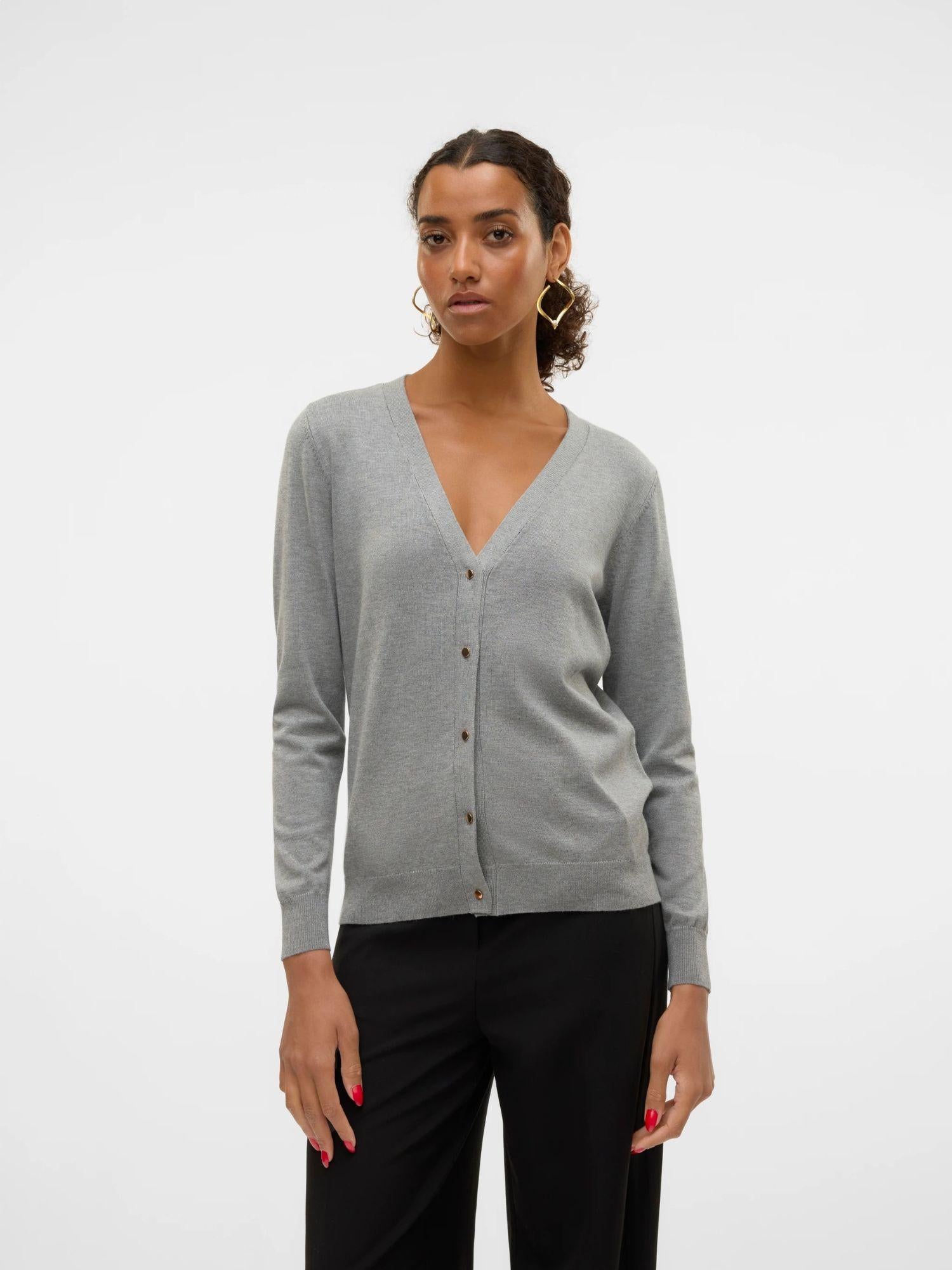Vero Moda Cardigan In Maglia Donna Silje Grey Melange 10320456 Medium Grey Melange VERO MODA 