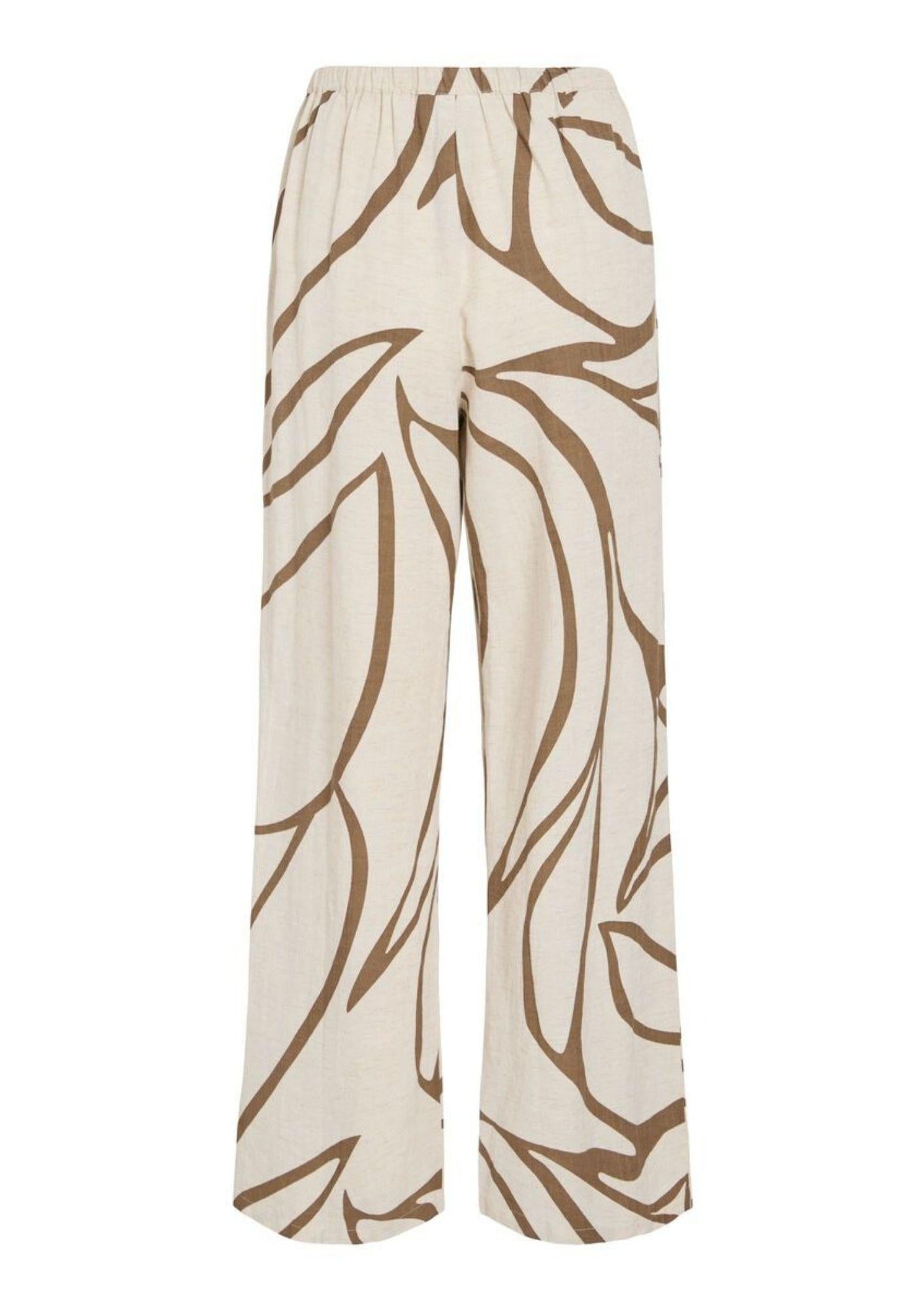 Vila Pantalone Donna Prisilla Ecrù e Marrone 14104793 Cub FLOWER VILA 