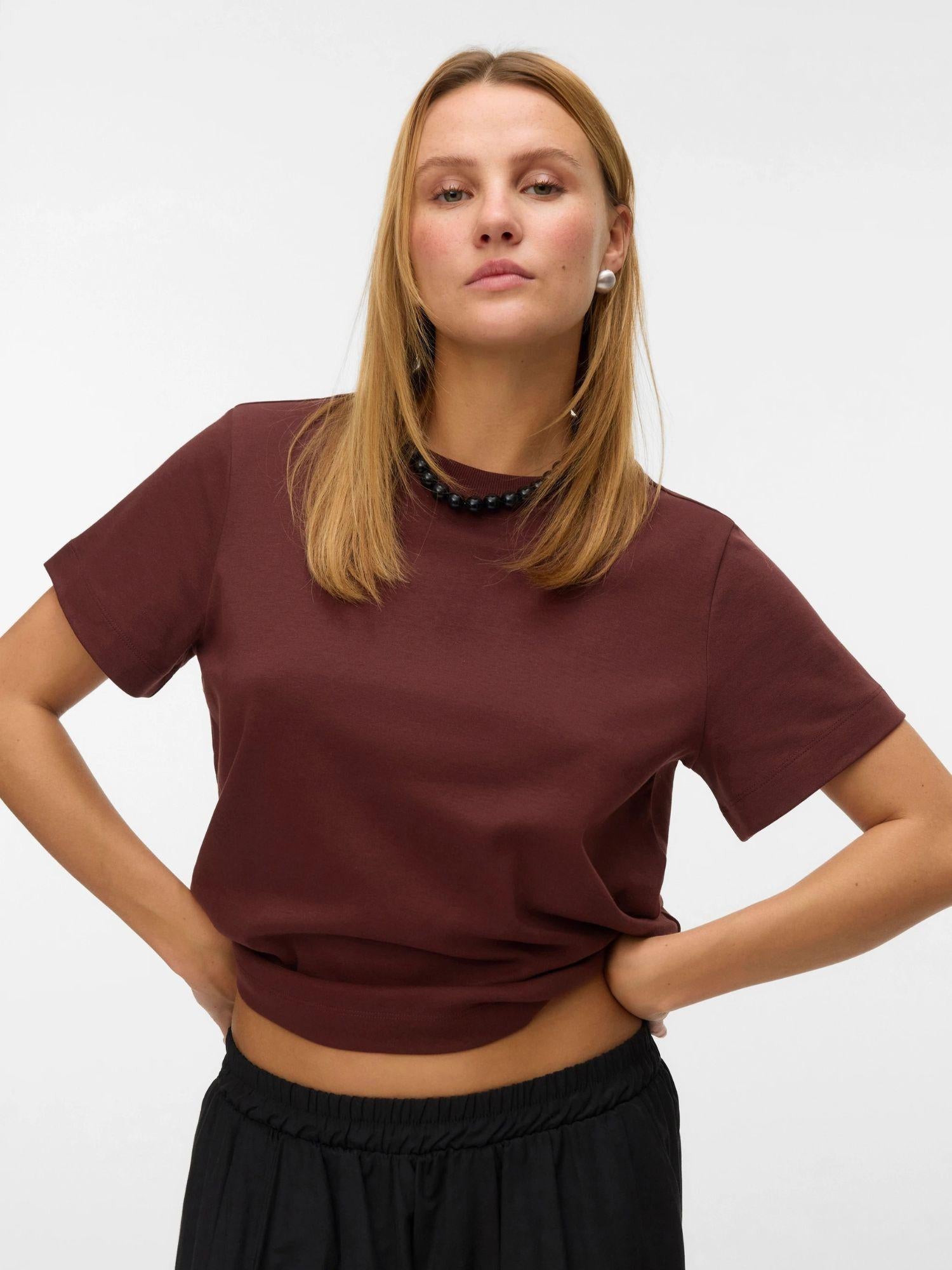 Aware T-Shirt Donna Bitter Chocolate AWNaima 10294544 Bitter Chocolate VERO MODA 