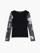 Desigual Maglietta con maniche in chiffon Donna Nero 25WWTK30 2000 DESIGUAL 