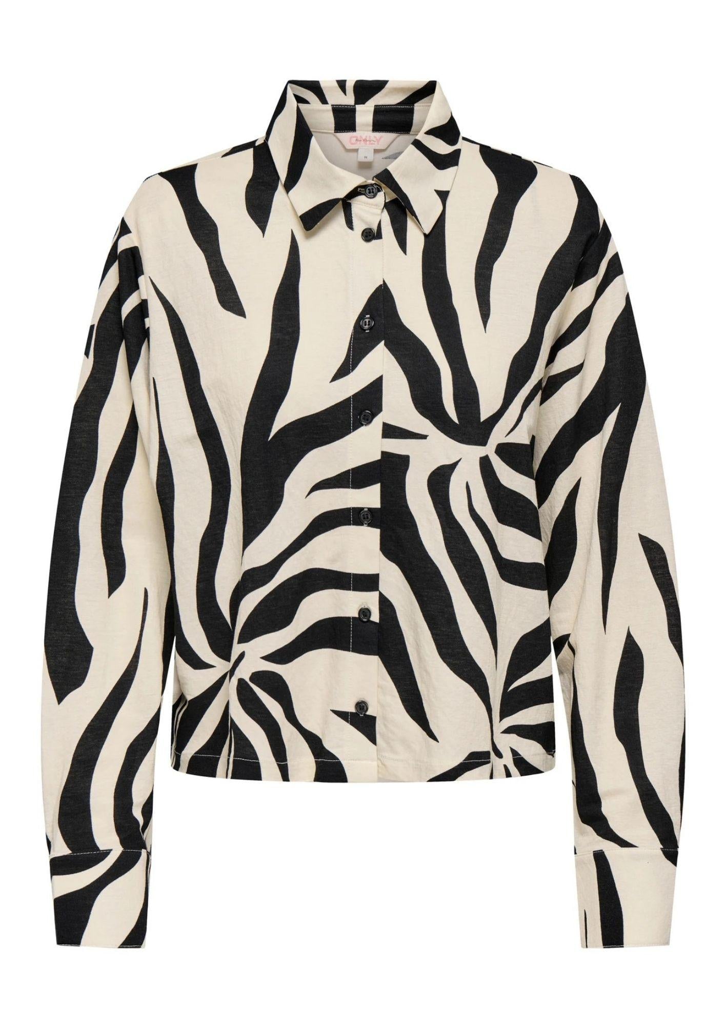 Only Camicia Donna Sakura Bianco e Nero 15366883 Black FLOWER ONLY 