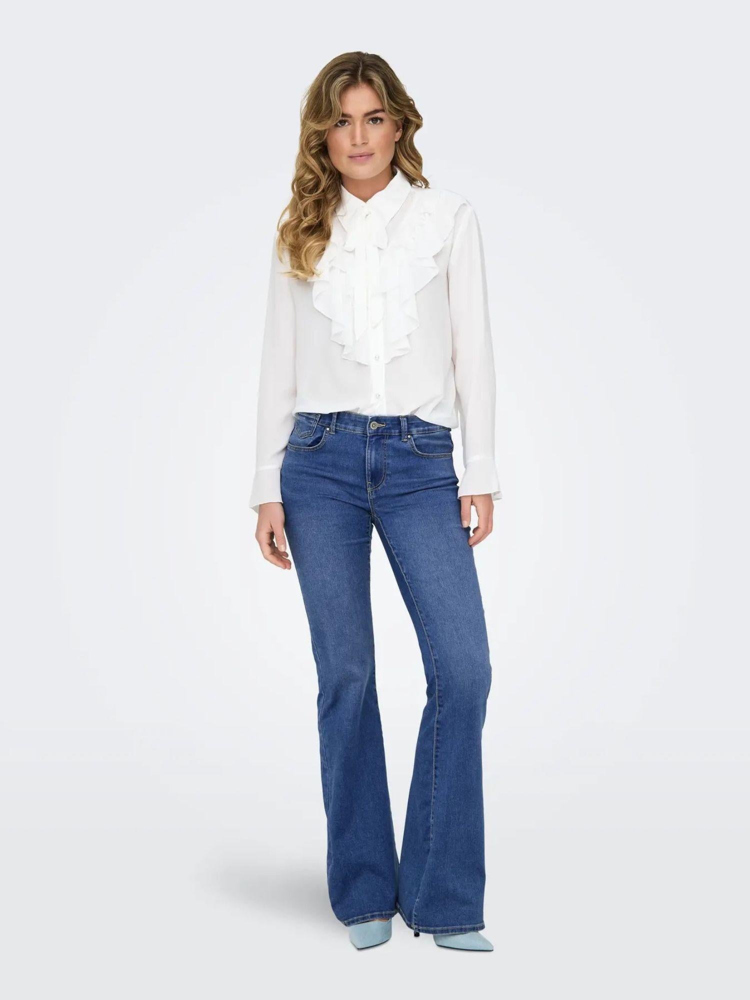 Only ONLREESE Jeans Flared Fit Donna Light Medium Blue Denim 15309845 Light Medium Blue Denim ONLY 