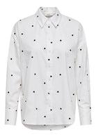 Jacqueline De Yong Camicia Donna Nelly Bianca Cuori Neri 15330490 White BLACK HEART JACQUELINE DE YONG 