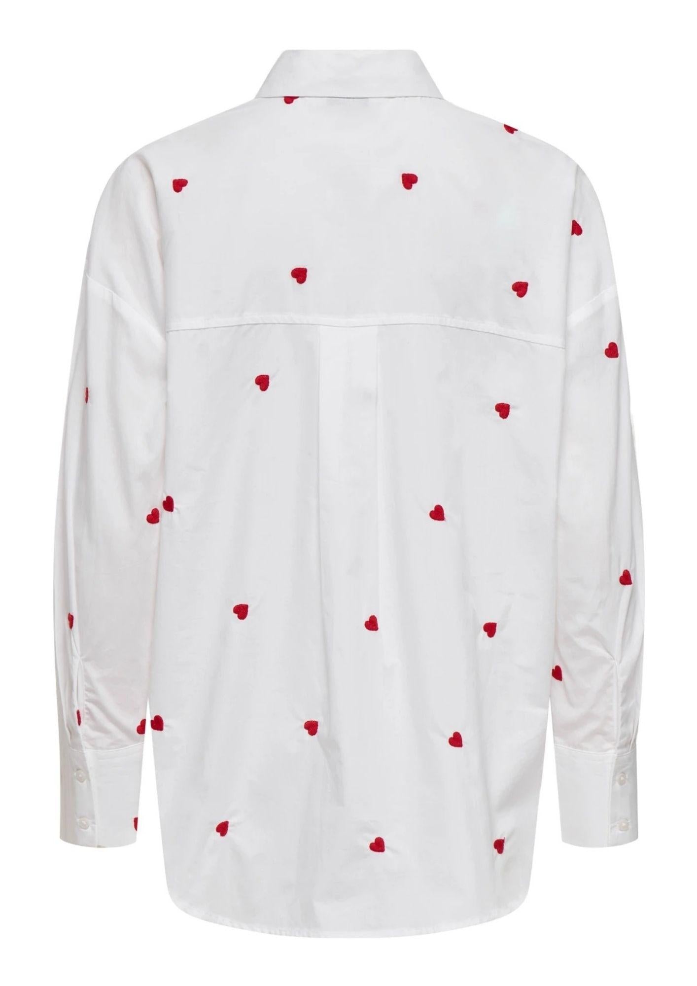 Jacqueline De Yong Camicia Donna Nelly Bianca Cuori Rossi 15330490 White HEART EMBROIDERY JACQUELINE DE YONG 