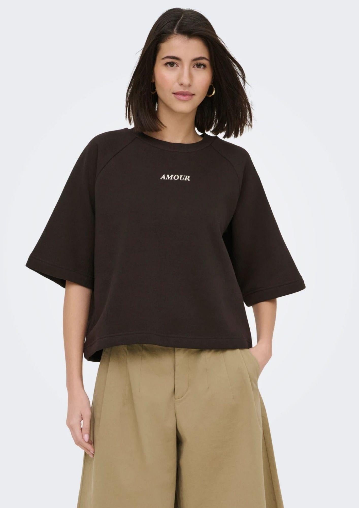 Jacqueline De Yong Felpa Donna Olivia Marrone 15384345 Chocolate Torte CREME AMOUR JACQUELINE DE YONG 