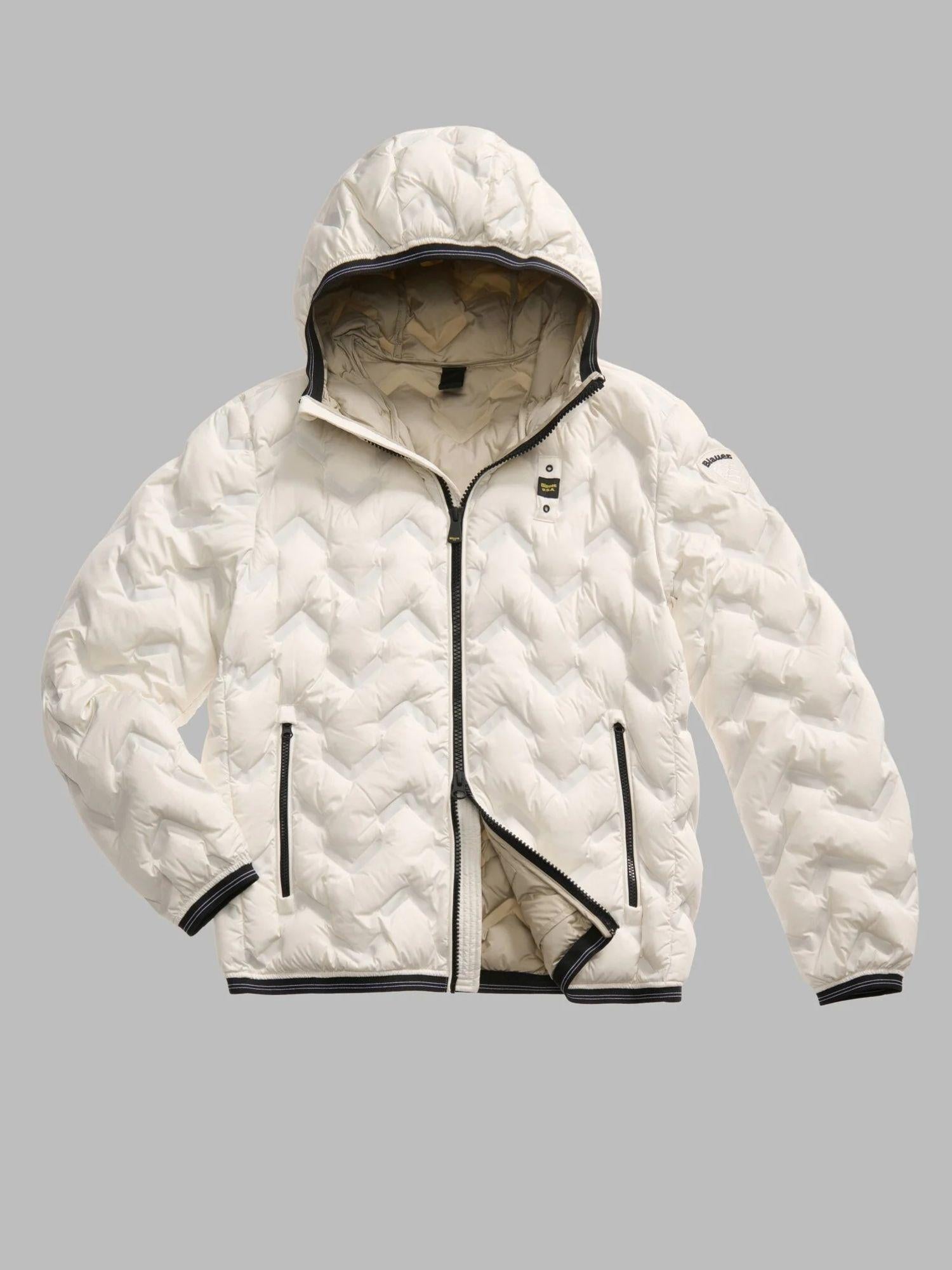 Blauer Piumino ad angoli Piery Uomo Bianco neve interno beige BLUC03233 7308 102 BLAUER 
