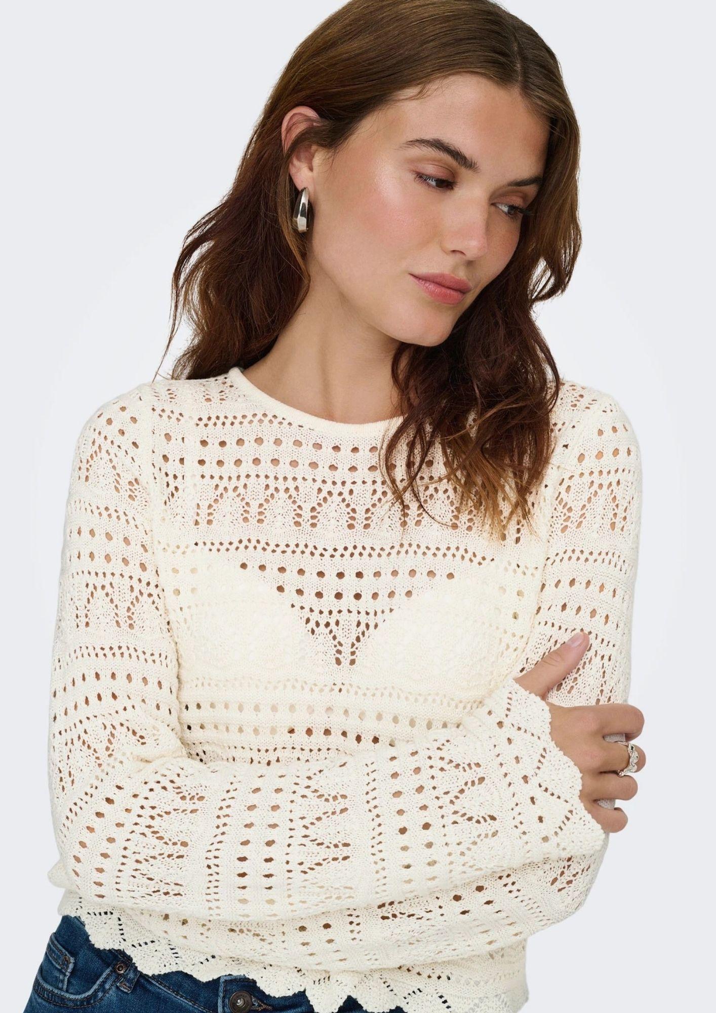 Only Pullover Donna Elke Bianco 15363049 Birch ONLY 