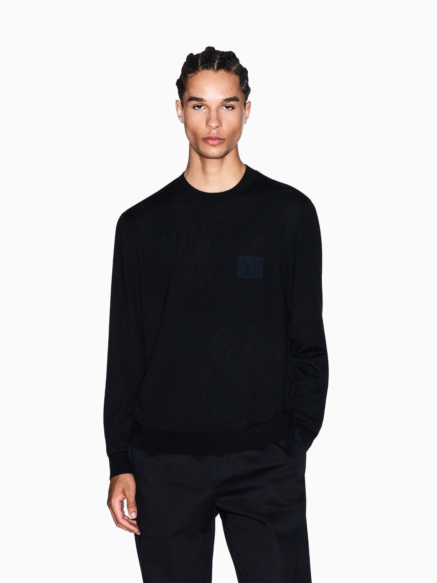 Armani Exchange Maglione girocollo con patch Uomo Nero XM001329 AF11982 UC001 ARMANI EXCHANGE 