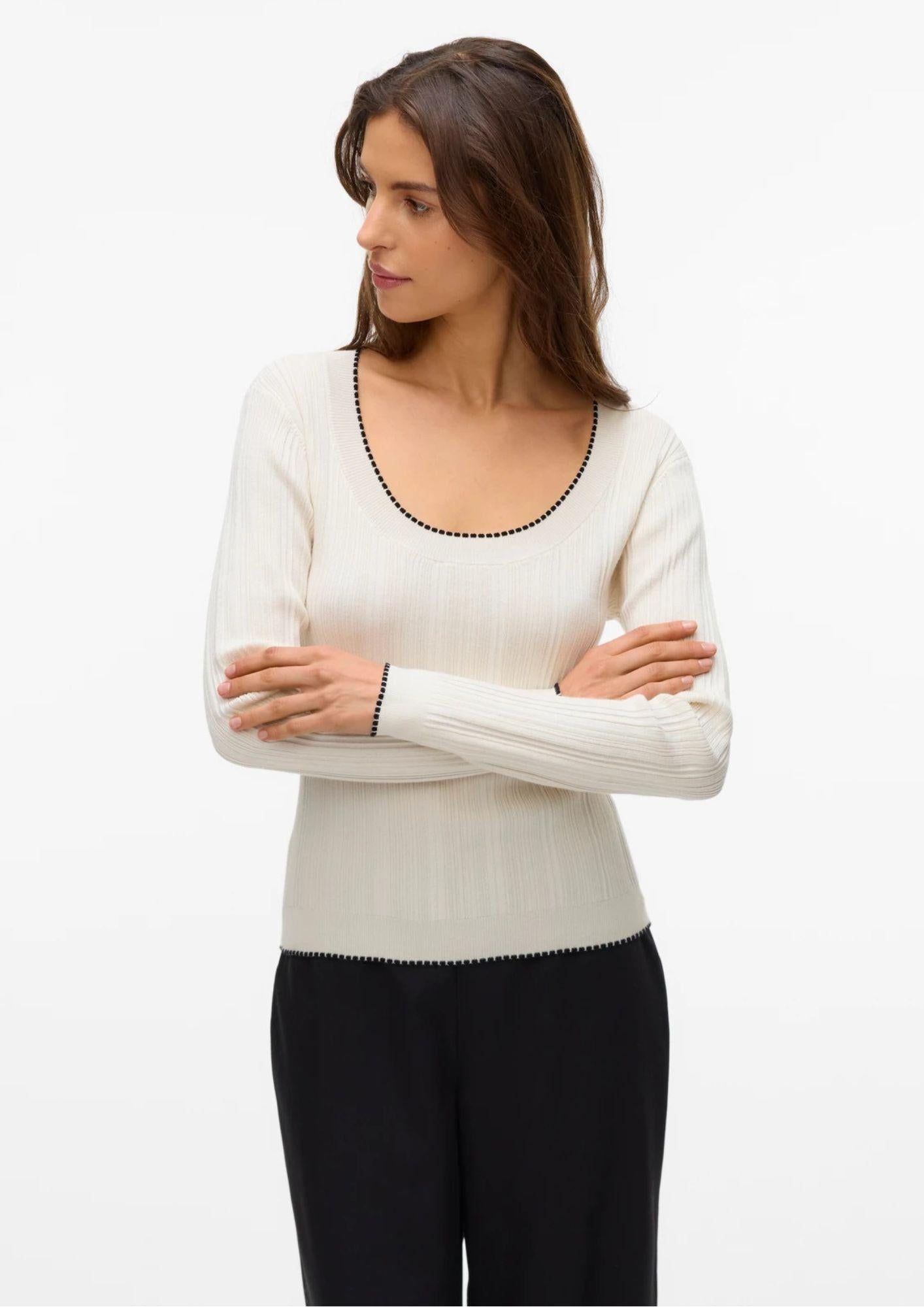 Vero Moda Pullover Donna Nina Bianco Panna 10331331 Birch W. BLACK VERO MODA 