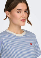 Jacqueline De Yong T-Shirt Donna Pisa Azzurra e Bianca 15298612 Ebb And Flow CD STRIPES JACQUELINE DE YONG 