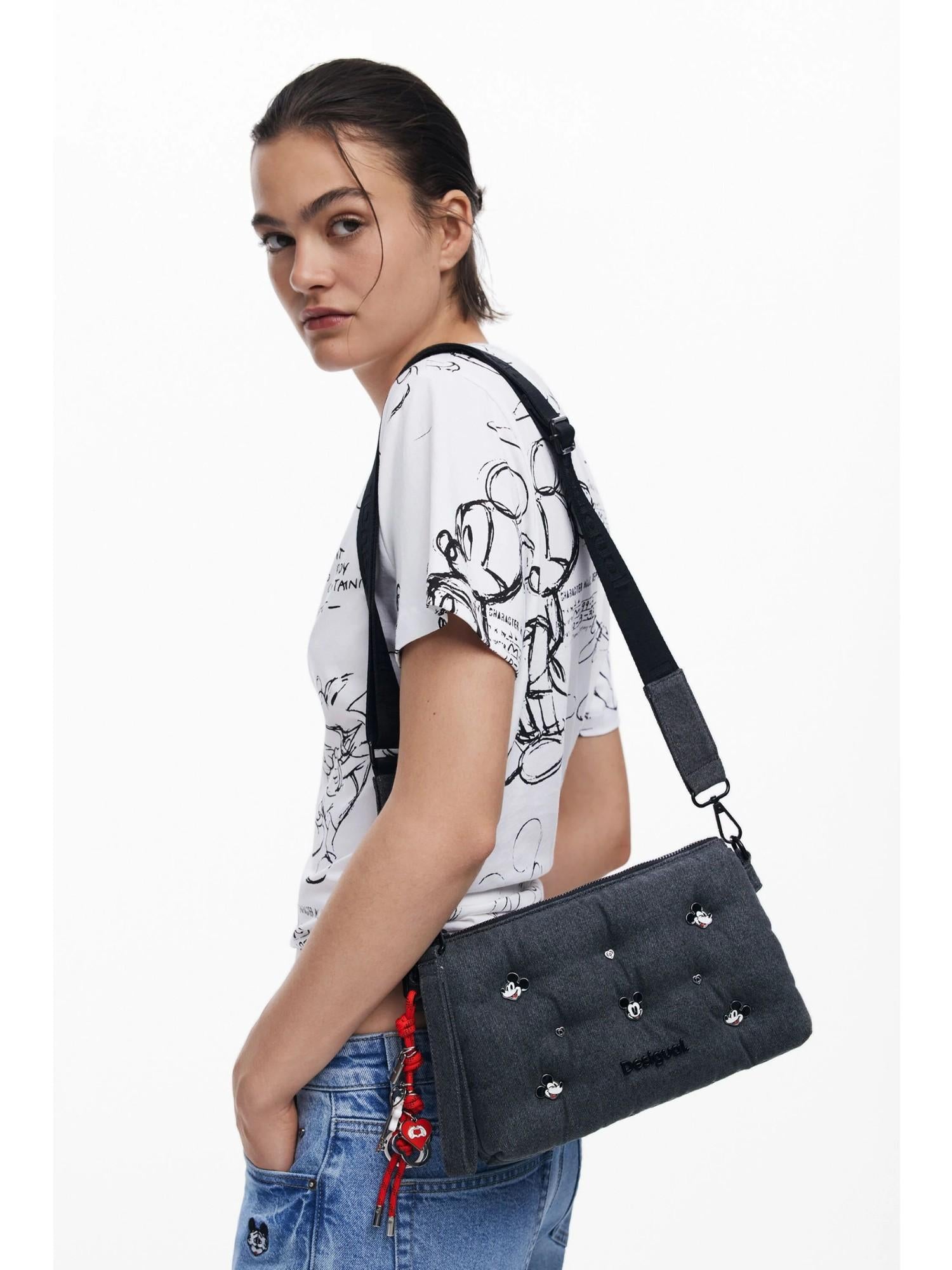 Desigual Borsa a tracolla in denim Mickey media Donna Nero 25WAXD08 2070 DESIGUAL 