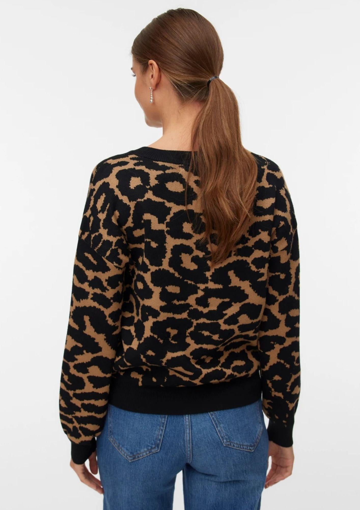 Vero Moda Pullover Donna Siljeanimal Marrone Animalier 10330808 Tigers Eye W. BLACK VERO MODA 