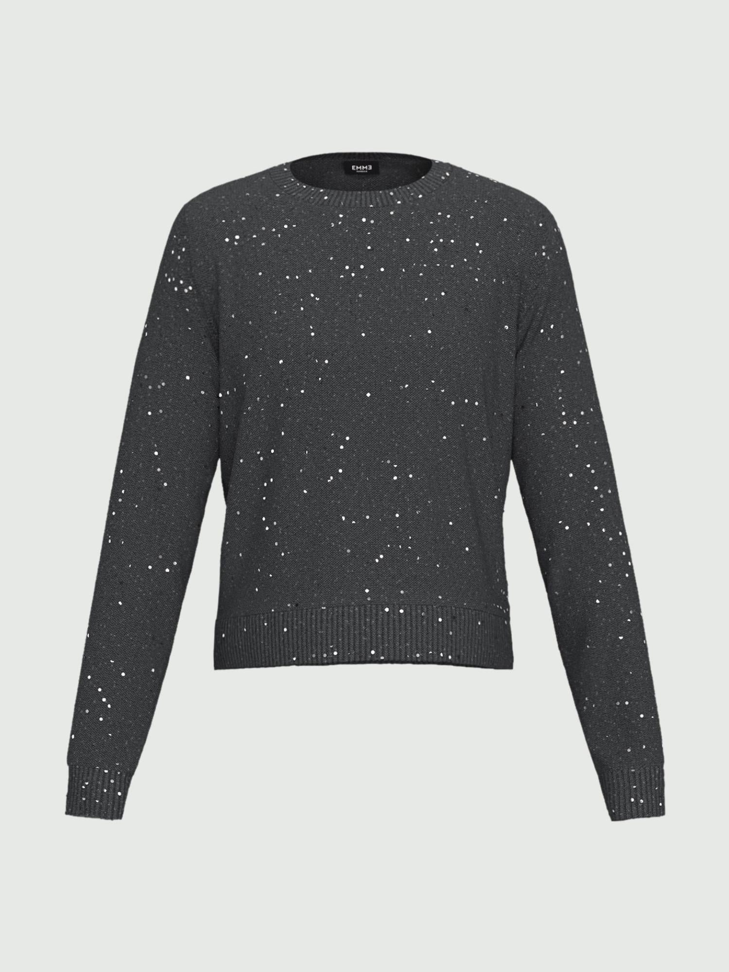 Emme Marella Maglia in filato comfy con paillette Ruth Donna Grigio Scuro 2525366352200 005 EMME MARELLA 