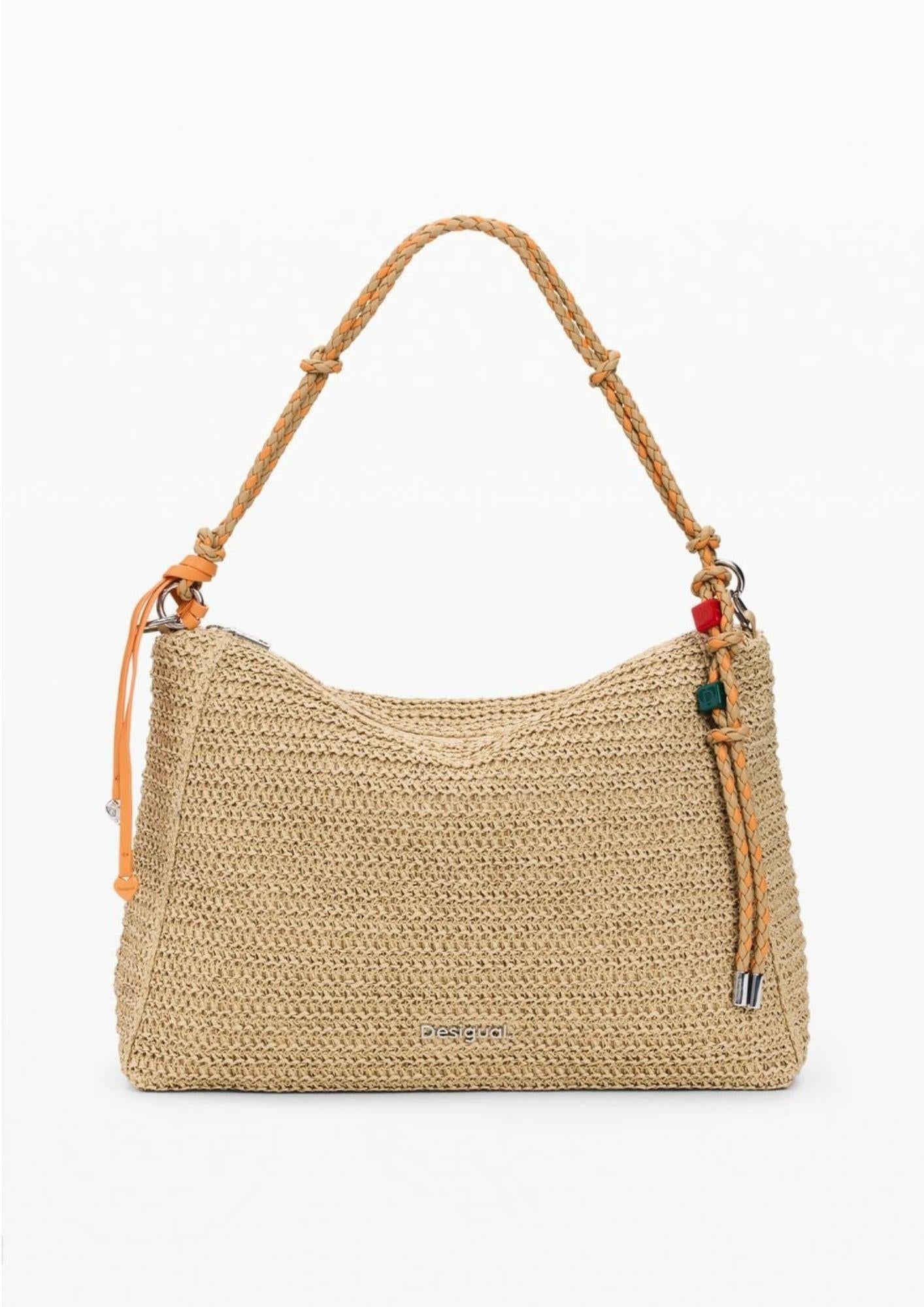 Desigual Borsa Donna Bag Half Logo Raffia Leiria Beige 26SAXO04 1014 DESIGUAL 