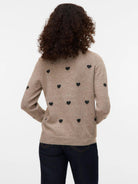 Vero Moda Maglione Donna Doffy Beige E Nero 10330790 Moon Rock W. BLACK BOWS VERO MODA 