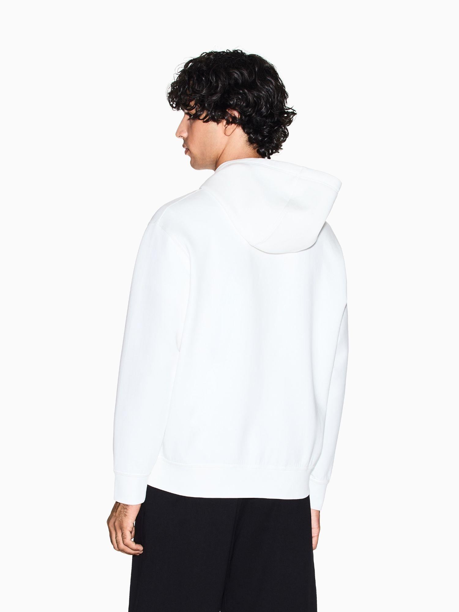 Armani Exchange felpa bianca elegante con cappuccio e zip da uomo con logo ricamato XM000371 AF10818 U0009 ARMANI EXCHANGE 