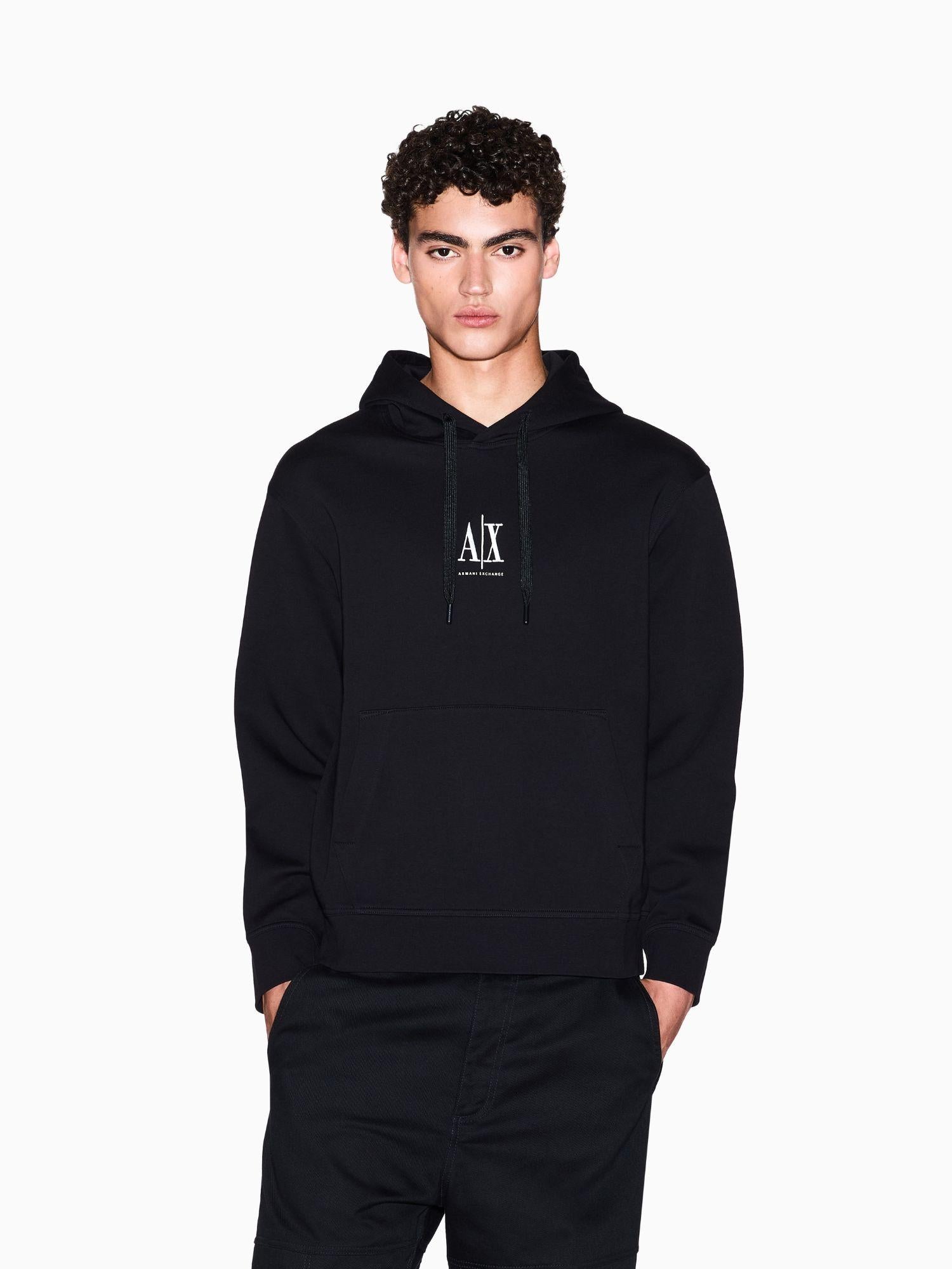 Armani Exchange Felpa con cappuccio con logo ricamato Uomo Nero XM000369 AF10818 UC001 ARMANI EXCHANGE 