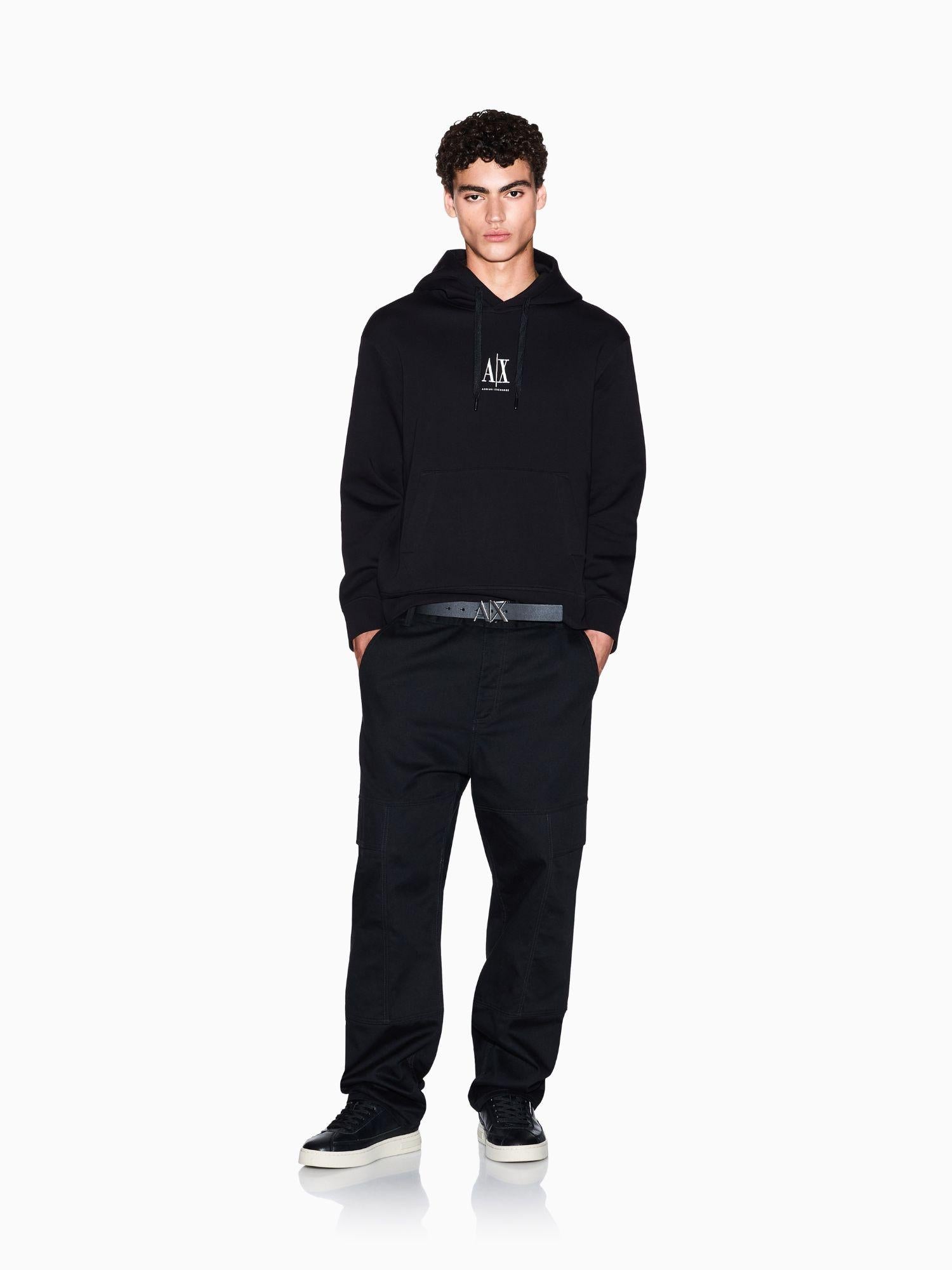 Armani Exchange Felpa con cappuccio con logo ricamato Uomo Nero XM000369 AF10818 UC001 ARMANI EXCHANGE 