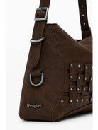 Desigual Borsa a mano media con patch e borchie Donna Marrone 25WAXPBP 6009 DESIGUAL 