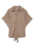 Vero Moda Camicia Donna Fleur Marrone Denim 10326059 Silver Mink VERO MODA 