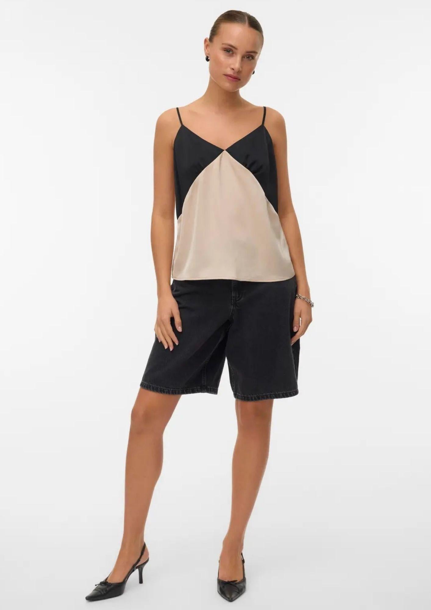 Vero Moda Top Donna Joi Nero e Grigio Cemento 10341487 Black CEMENT CONTRAST VERO MODA 