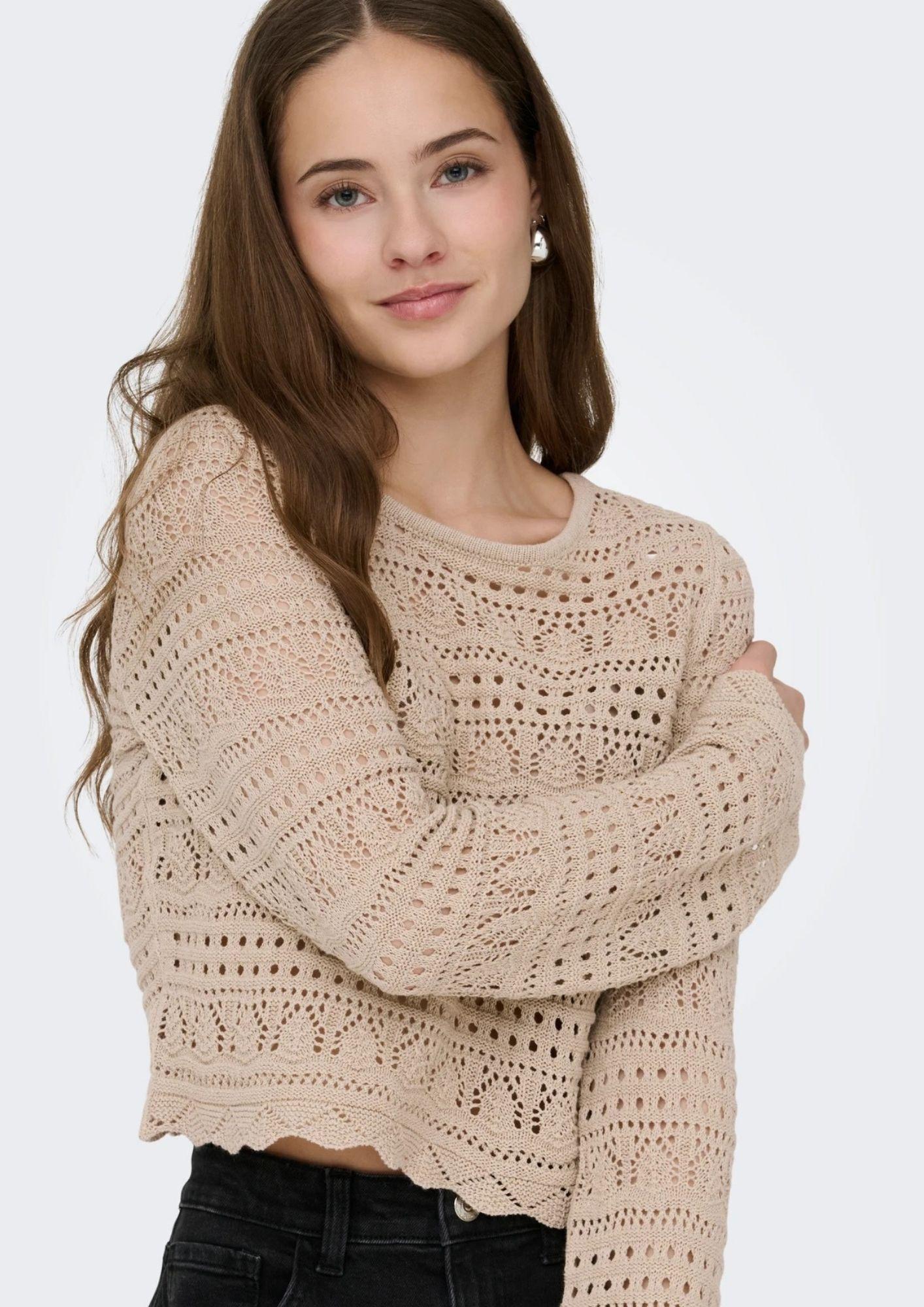 Only Pullover Donna Elke Beige 15363049 Oxford Tan ONLY 