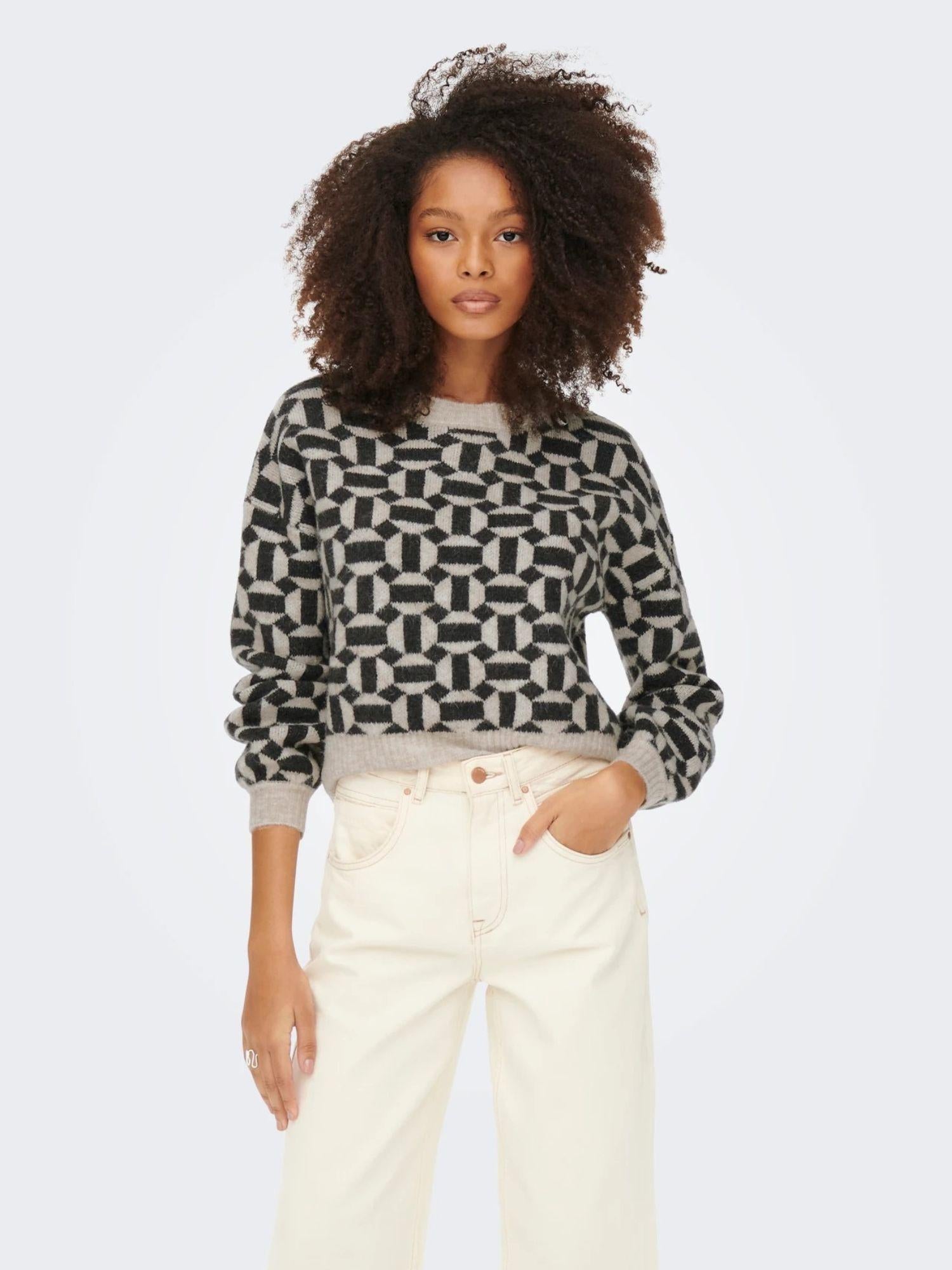 Only ONLGEO Maglione Donna Grigio Oatmeal 15268015 Oatmeal MELANGE ONLY 