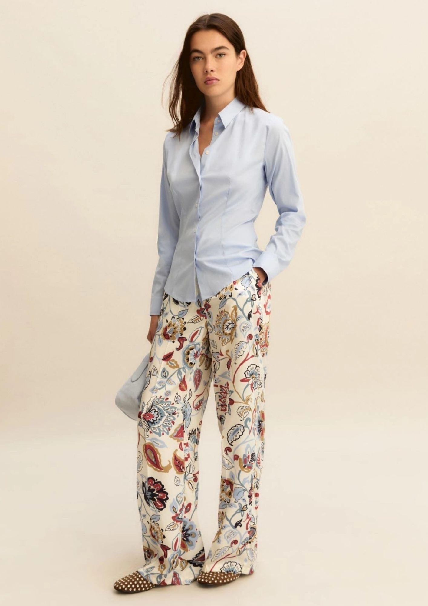 Emme Marella Pantalone Donna Emmbaobab BIanco Lana Fantasia Floreale 2615131241200 012 EMME MARELLA 