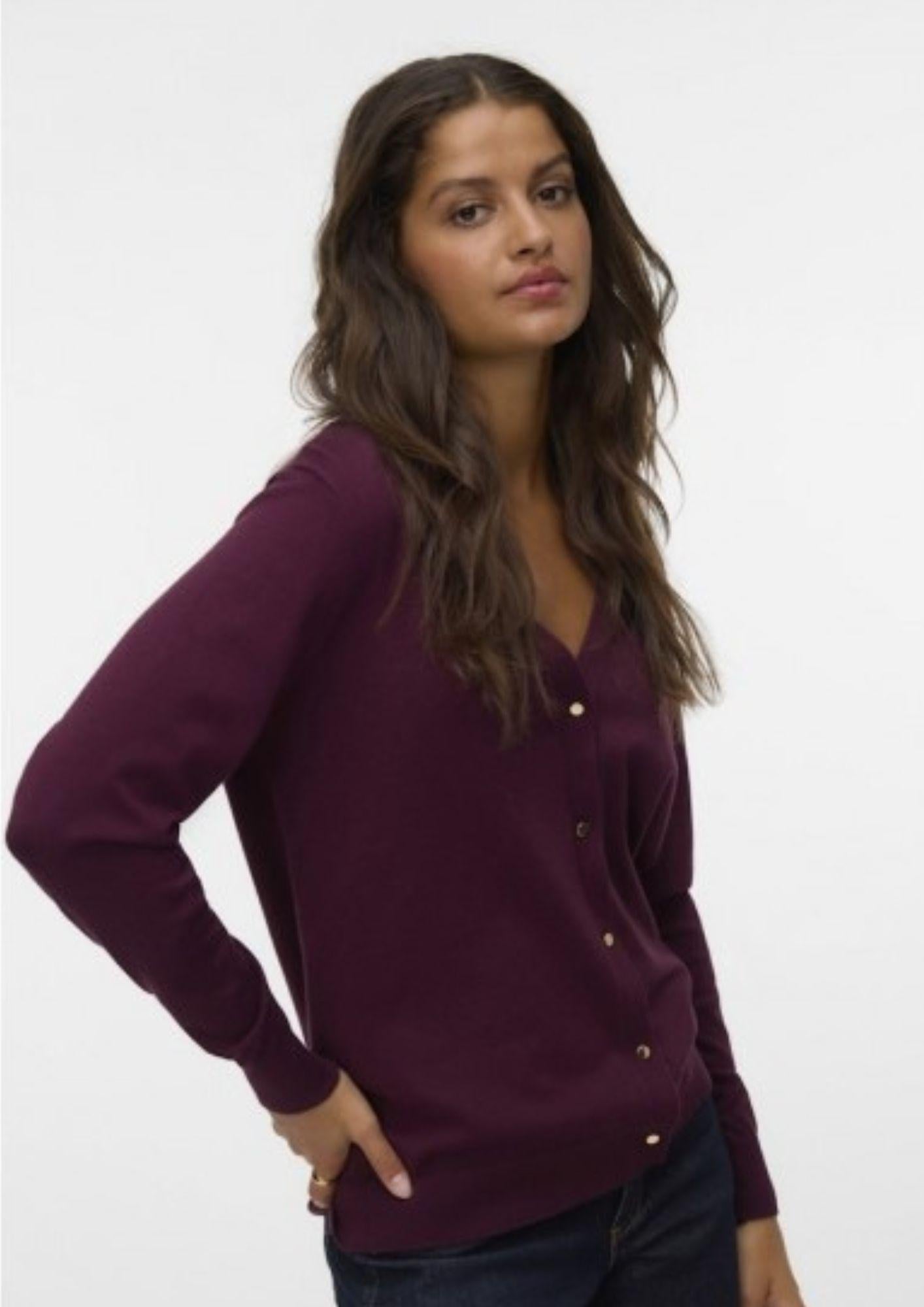 Vero Moda Cardigan In Maglia Donna Silje Bordeaux 10320456 Winetasting VERO MODA 