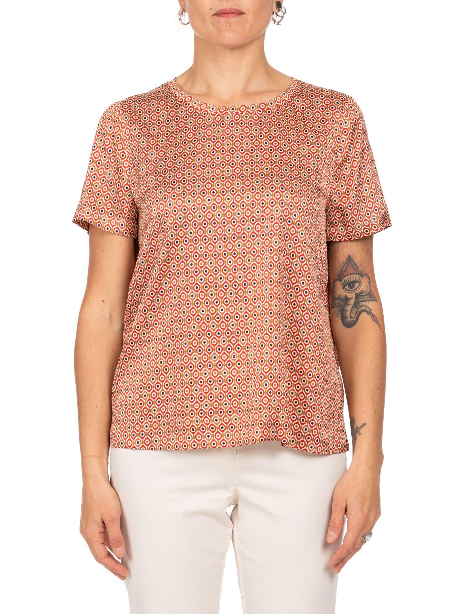 Diana Gallesi Blusa Donna Ecru Rosso 2510R103081N 43 DIANA GALLESI 