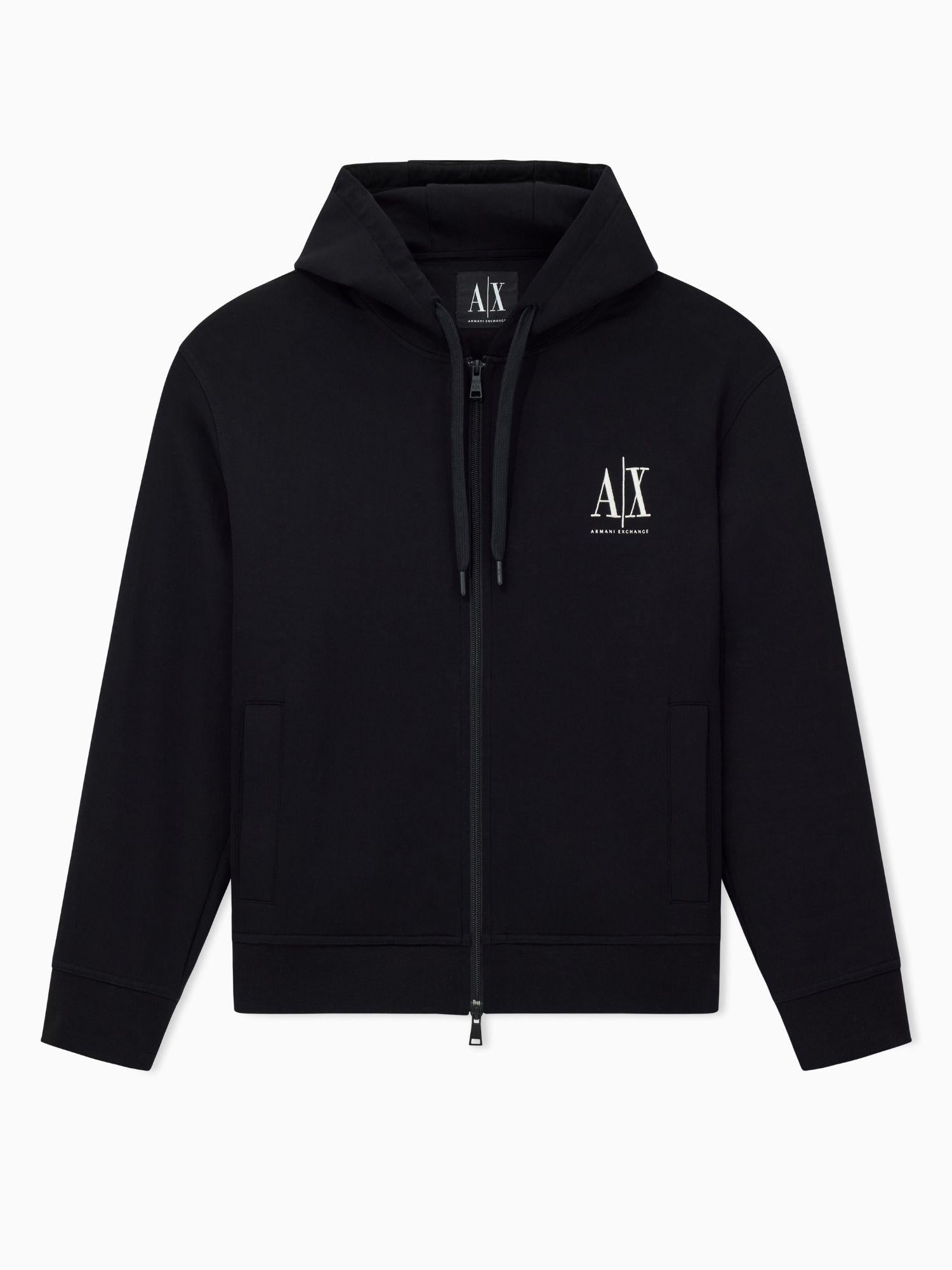 Armani Exchange Felpa con cappuccio e zip con logo ricamato Uomo Nero XM000371 AF10818 UC001 ARMANI EXCHANGE 
