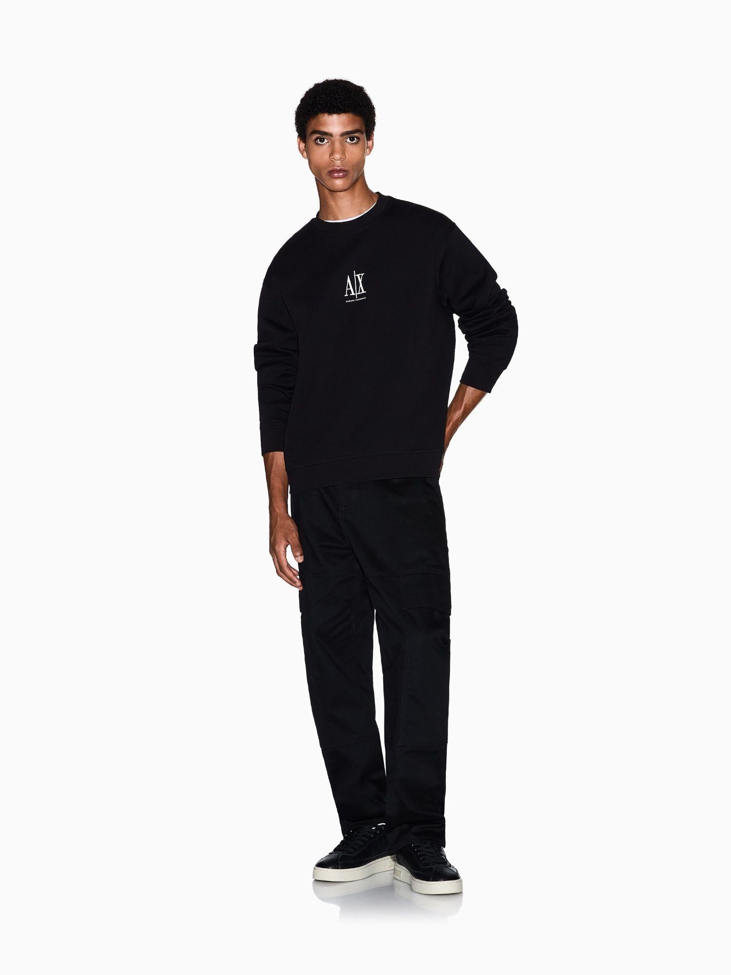 Armani Exchange Felpa girocollo con logo ricamato Uomo Nero XM000368 AF10818 UC001 ARMANI EXCHANGE 