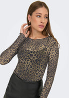 Jacqueline De Yong Top Donna Elsa Marrone Animalier 15356004 Chocolate Brown LEO JACQUELINE DE YONG 