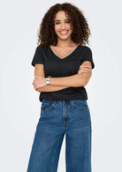 Jacqueline De Yong Top Donna Dalila Nera e Argento 15317565 Black SILVER JACQUELINE DE YONG 