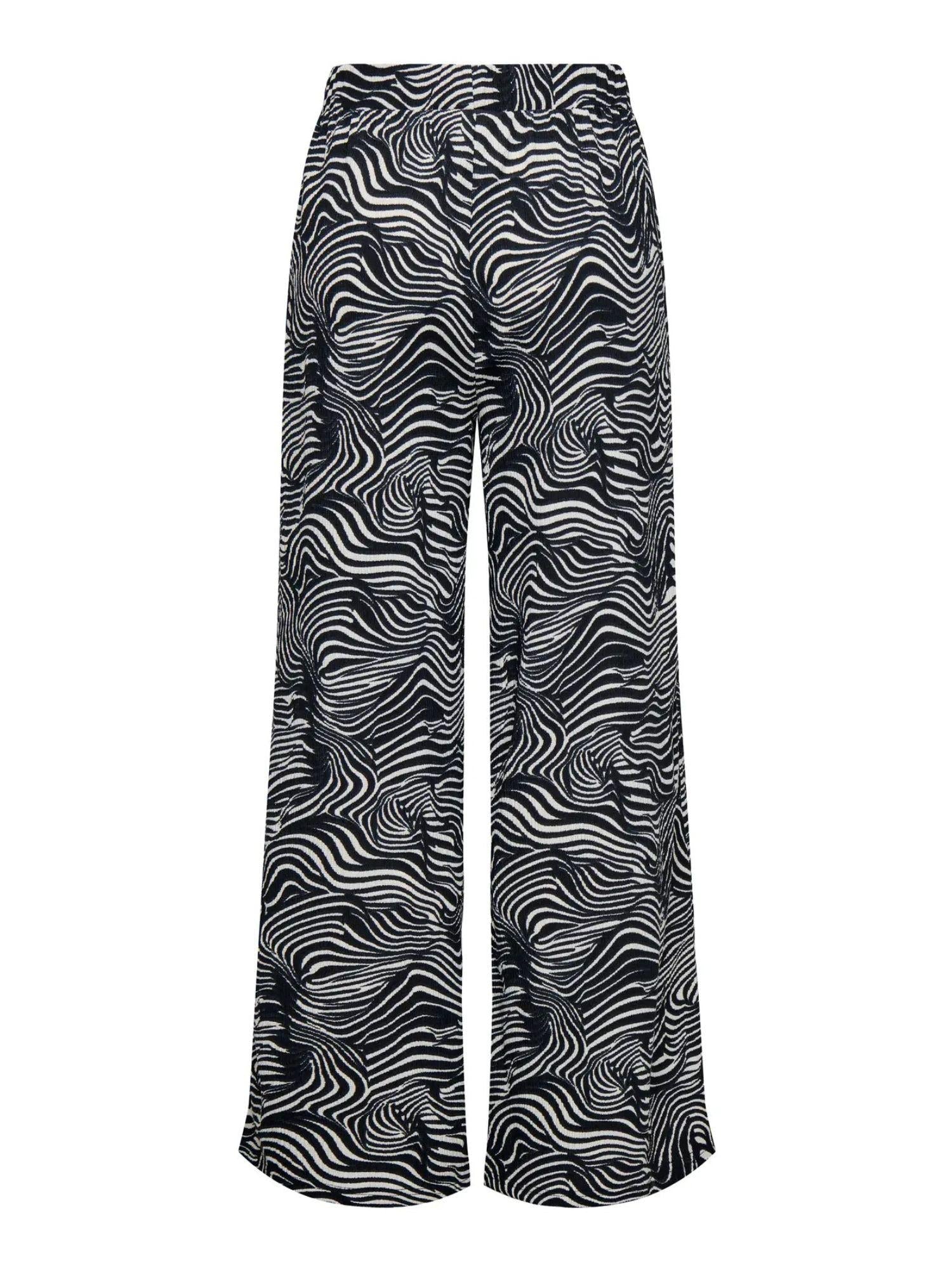 JACQUELINE DE YONG Jacqueline De Yong JDYDEBBIE Pantaloni Wide Fit Donna Nero WHITECAP GRAY GEO Pantalone