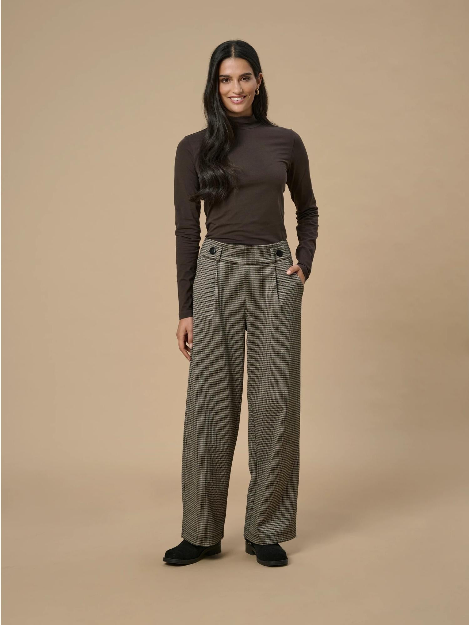 Jacqueline De Yong JDYGEGGO Wide Leg Fit Pantaloni Donna Cobblestone - Santangelo