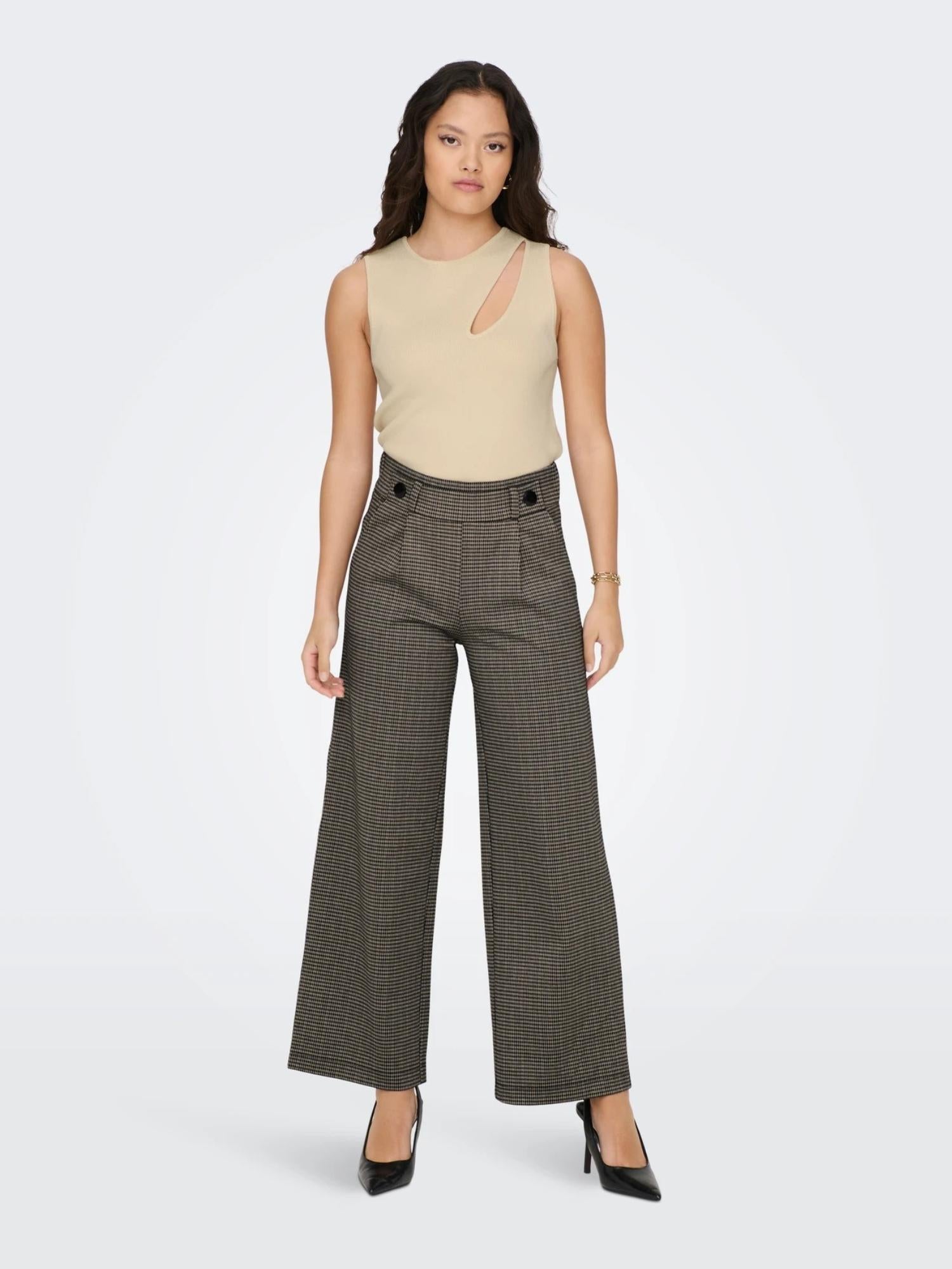 Jacqueline De Yong JDYGEGGO Wide Leg Fit Pantaloni Donna Cobblestone - Santangelo
