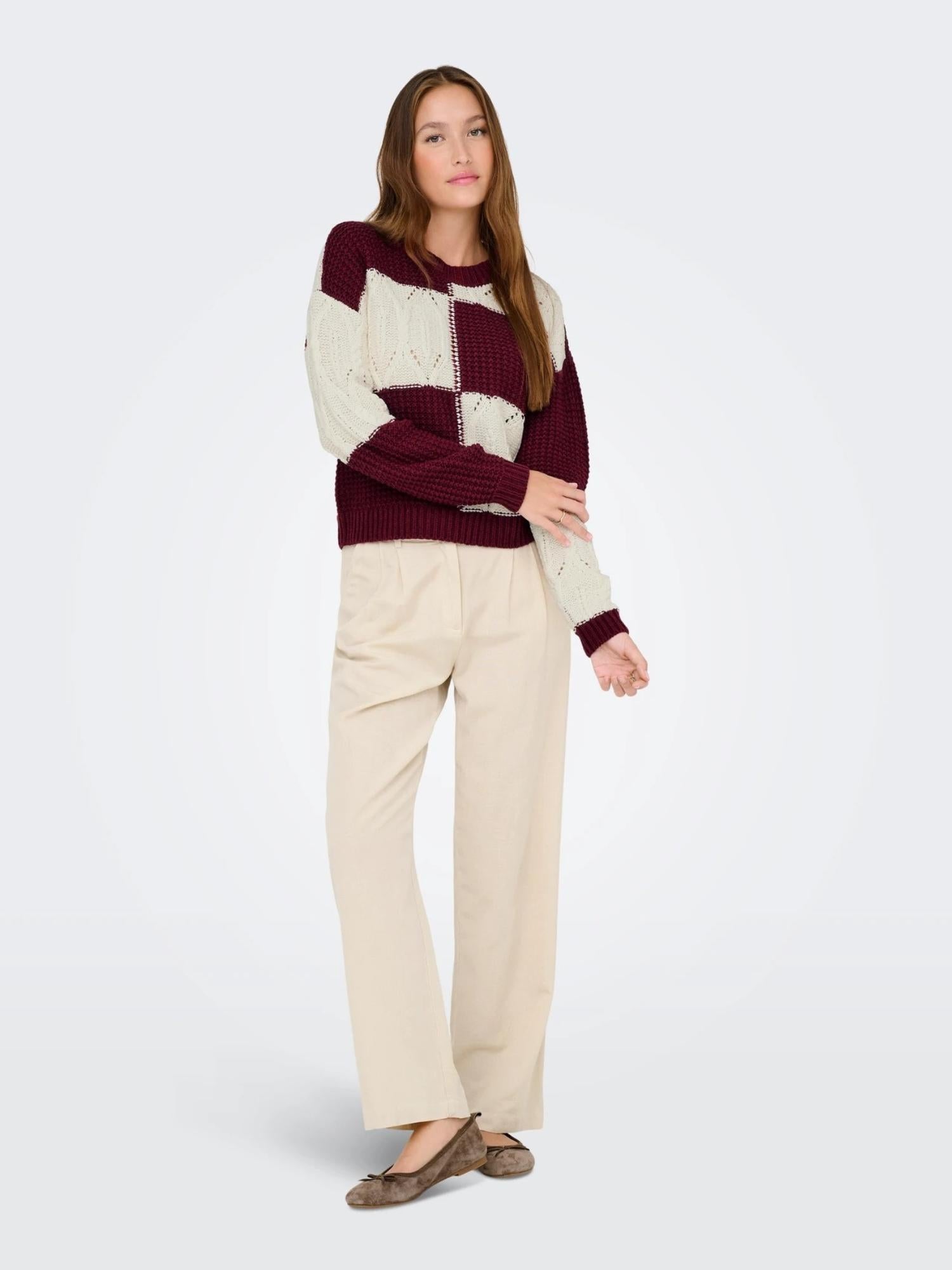 Jacqueline De Yong JDYJUSTY Pullover Donna Cabernet - Santangelo