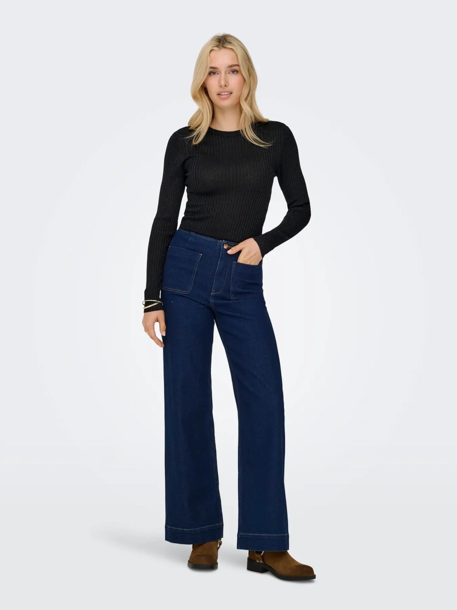 Jacqueline De Yong JDYPLUM Pullover Donna Nero - Santangelo